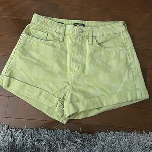 Green denim short